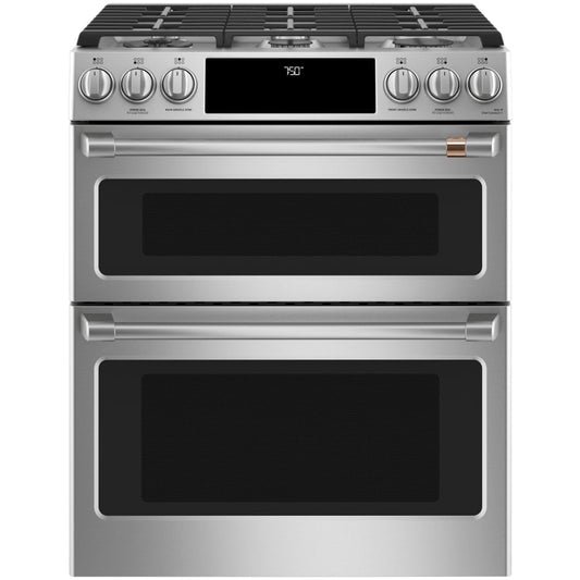 Cafe 30 Inch Wide 6.7 Cu. Ft. Slide In Gas Range with Convection and Griddle